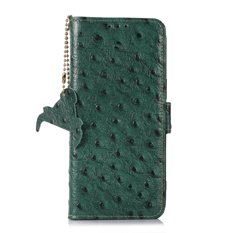 For Xiaomi Redmi Note 12 Turbo Ostrich Pattern Genuine Leather RFID Phone Case(Green) - Xiaomi Cases by PMC TechLife | Online Shopping South Africa | PMC TechLife