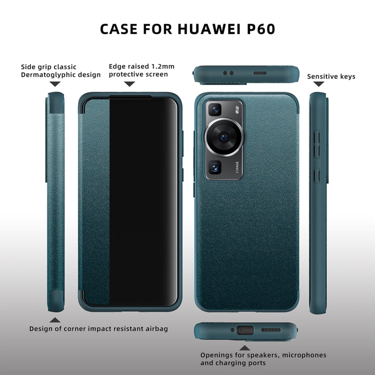For Huawei P60 Pro Leather + TPU Frame Shockproof Phone Case(Green) - free shipping - PMC TechLife - Order now!