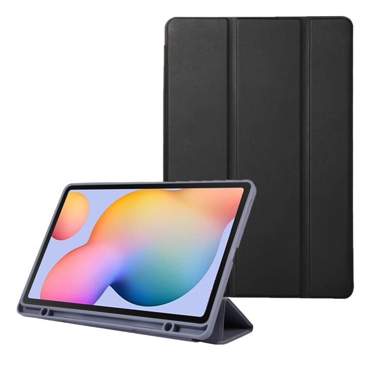 For Samsung Galaxy Tab S6 Lite/Tab S6 Lite 2022 Solid Color 3-folding Leather Tablet Case(Black) - free shipping - PMC TechLife - Order now!