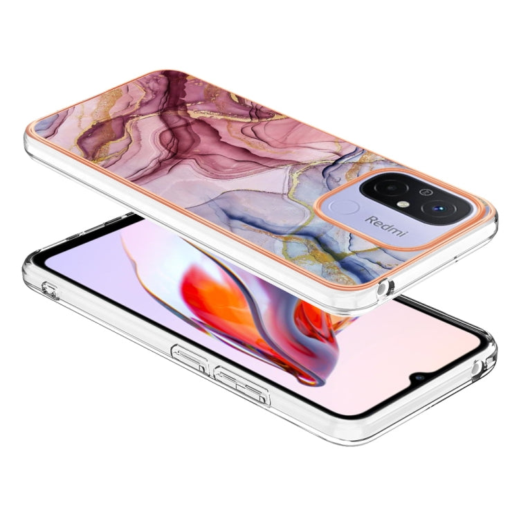 For Xiaomi Redmi 12C/11A 4G Global Electroplating Marble Dual-side IMD Phone Case(Rose Red 014) - free shipping - PMC TechLife - Order now!