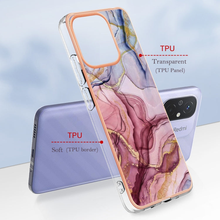 For Xiaomi Redmi 12C/11A 4G Global Electroplating Marble Dual-side IMD Phone Case(Rose Red 014) - free shipping - PMC TechLife - Order now!