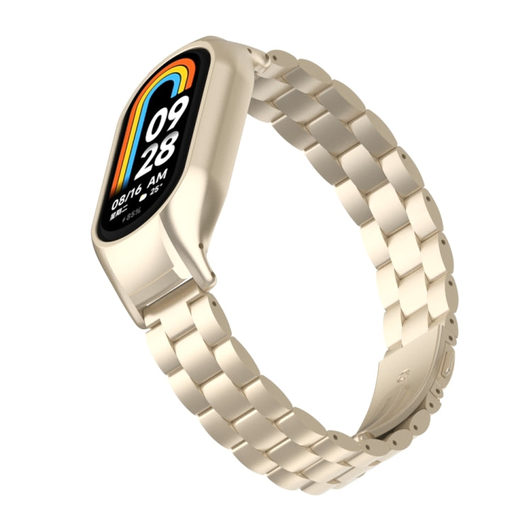 For Xiaomi Mi Band 8 Integrated Metal Case + Three-bead Watch Band(Starlight Color) - Smart Wear by PMC TechLife | Online Shopping South Africa | PMC TechLife