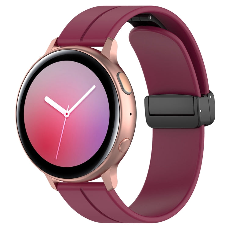 20mm Universal Flat Head Groove Folding Black Buckle Silicone Watch Band(Wine Red) - Smart Wear by PMC TechLife | Online Shopping South Africa | PMC TechLife