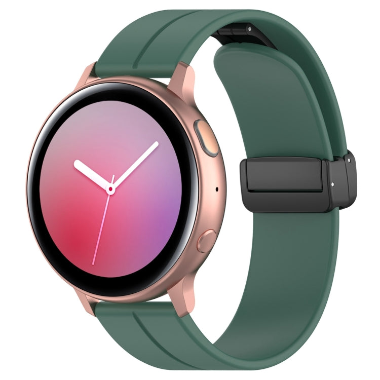 20mm Universal Flat Head Groove Folding Black Buckle Silicone Watch Band(Dark Green) - Smart Wear by PMC TechLife | Online Shopping South Africa | PMC TechLife