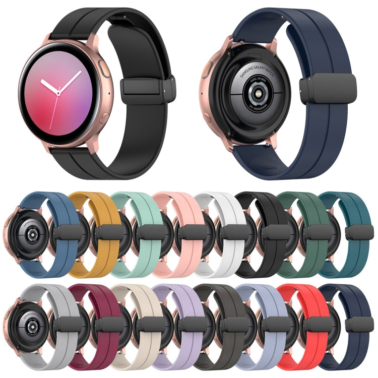 20mm Universal Flat Head Groove Folding Black Buckle Silicone Watch Band(Space Grey) - Smart Wear by PMC TechLife | Online Shopping South Africa | PMC TechLife