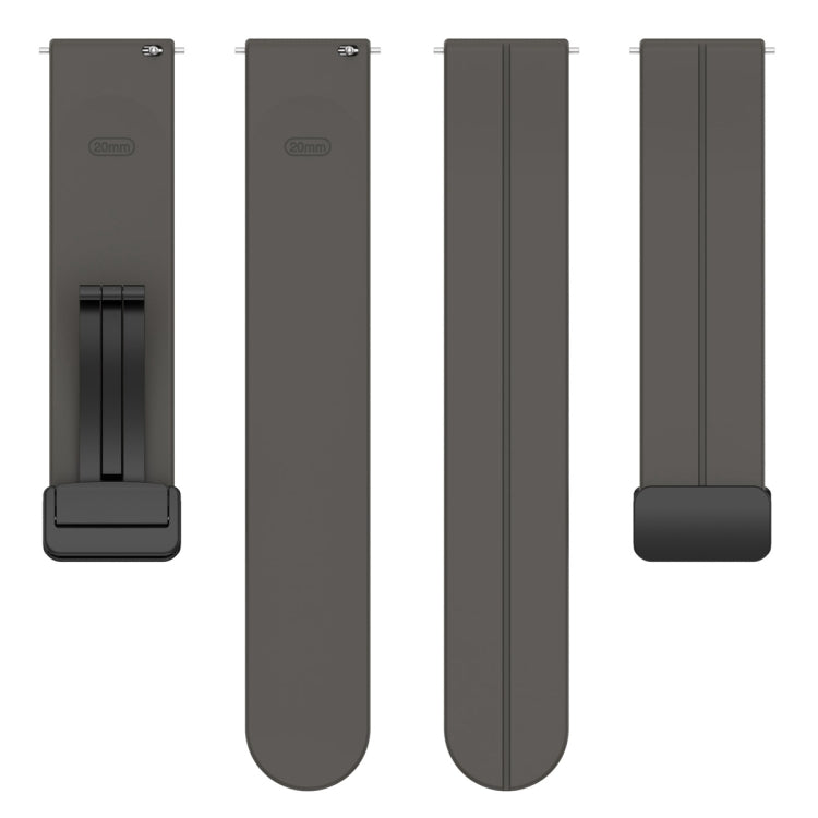 22mm Universal Flat Head Groove Folding Black Buckle Silicone Watch Band(Space Grey) - Smart Wear by PMC TechLife | Online Shopping South Africa | PMC TechLife