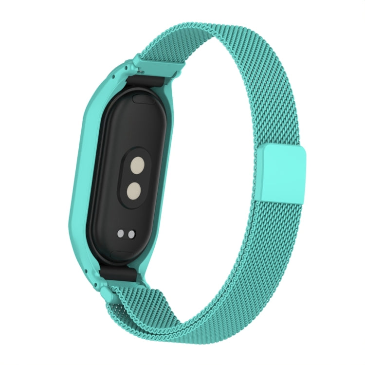 For Xiaomi Mi Band 8 Integrated Metal Case + Milanese Magnetic Watch Band(Tiffany Blue) - Smart Wear by PMC TechLife | Online Shopping South Africa | PMC TechLife