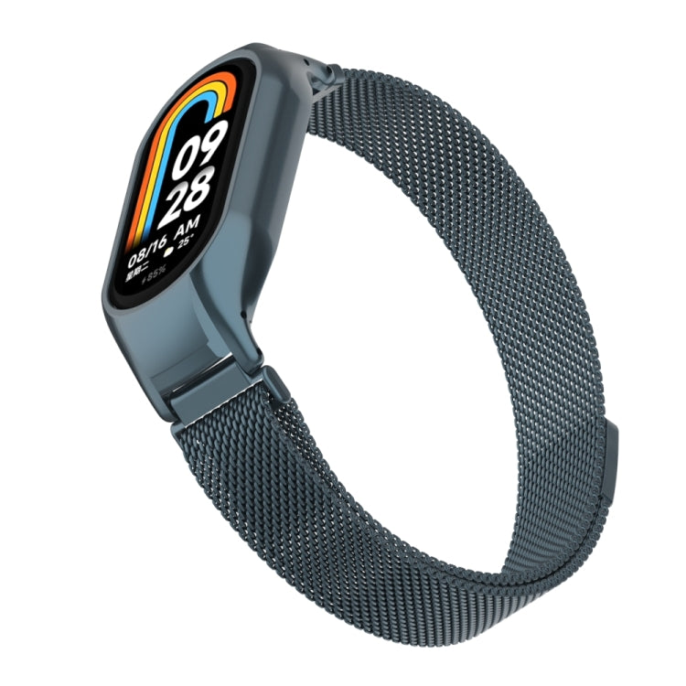 For Xiaomi Mi Band 8 Integrated Metal Case + Milanese Magnetic Watch Band(Titanium Gray) - Smart Wear by PMC TechLife | Online Shopping South Africa | PMC TechLife