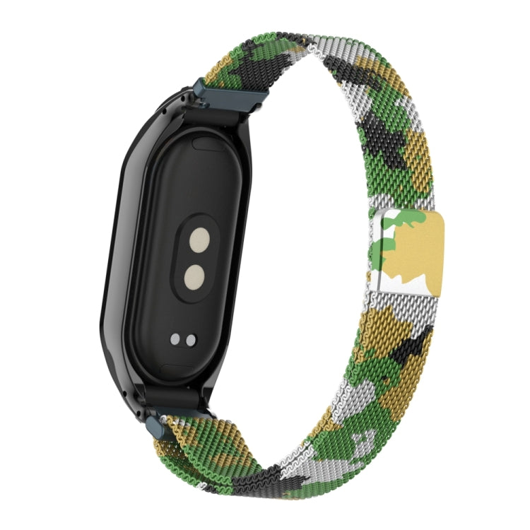 For Xiaomi Mi Band 8 Integrated Metal Case + Milanese Magnetic Watch Band(Army Green) - Smart Wear by PMC TechLife | Online Shopping South Africa | PMC TechLife