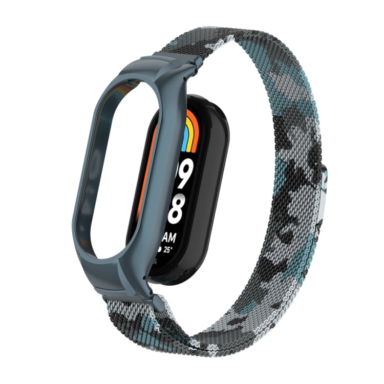 For Xiaomi Mi Band 8 Integrated Metal Case + Milanese Magnetic Watch Band(White) - Smart Wear by PMC TechLife | Online Shopping South Africa | PMC TechLife