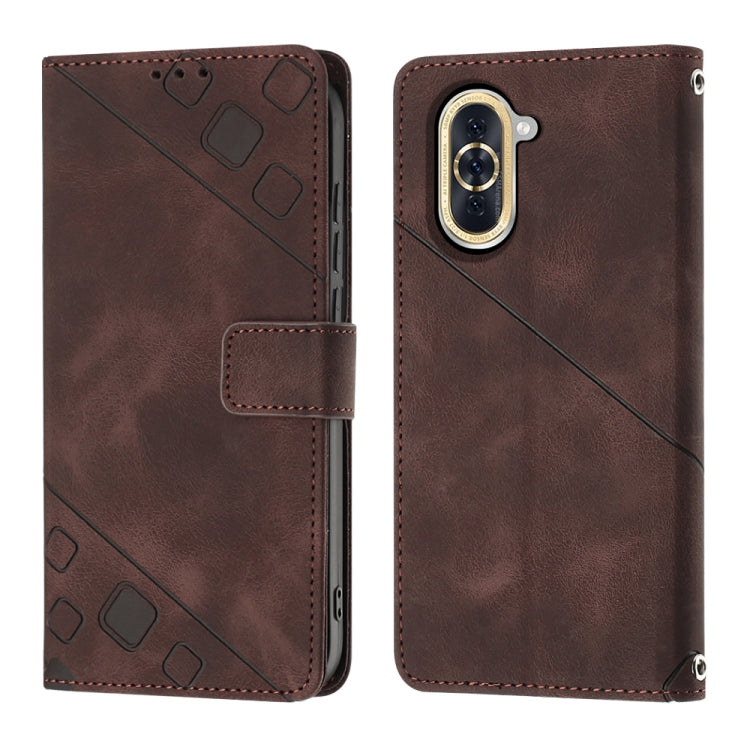For Huawei nova 10 Skin-feel Embossed Leather Phone Case(Brown) - free shipping - PMC TechLife - Order now!