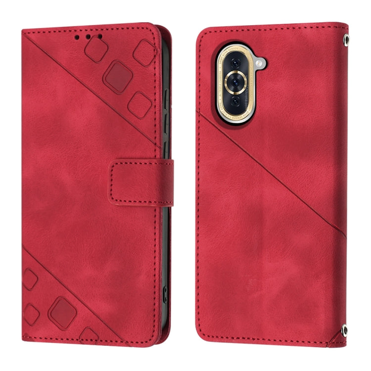 For Huawei nova 10 Skin-feel Embossed Leather Phone Case(Red) - free shipping - PMC TechLife - Order now!