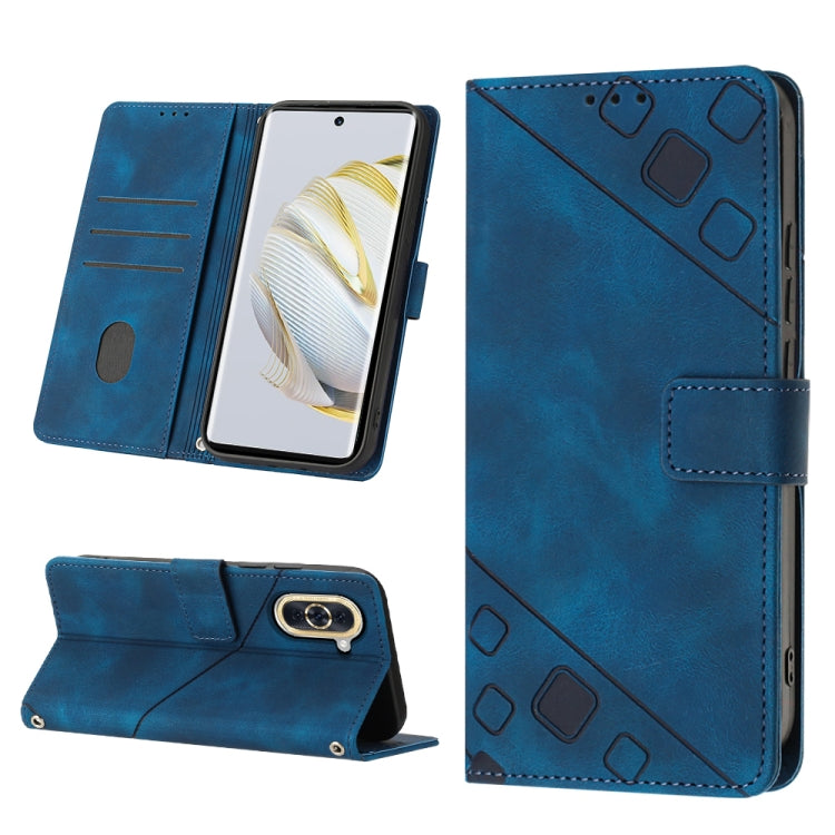 For Huawei nova 10 Skin-feel Embossed Leather Phone Case(Blue) - free shipping - PMC TechLife - Order now!