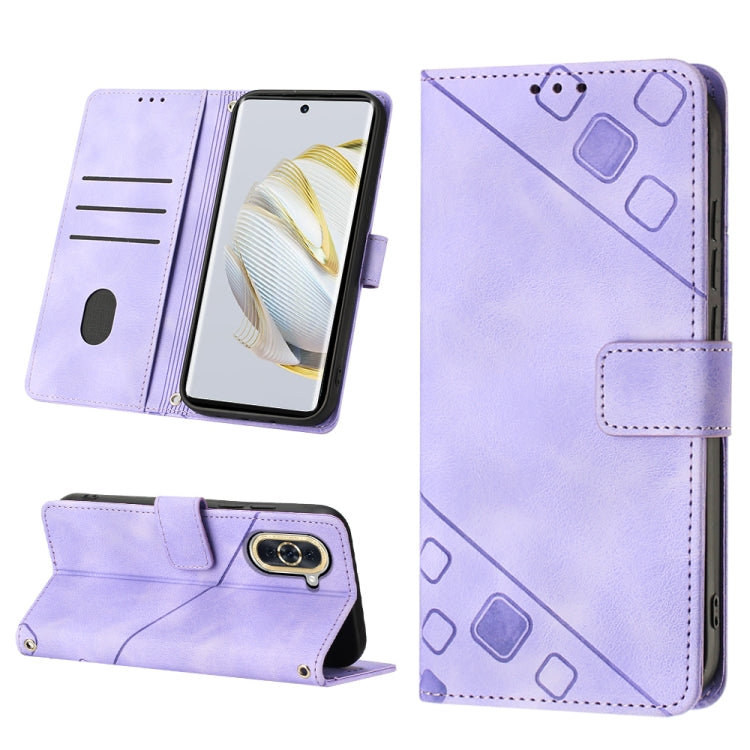 For Huawei nova 10 Skin-feel Embossed Leather Phone Case(Light Purple) - free shipping - PMC TechLife - Order now!