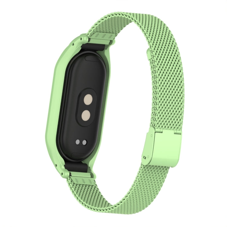 For Xiaomi Mi Band 8 Integrated Metal Case + Steel Mesh Buckle Watch Band(Matcha Green) - Smart Wear by PMC TechLife | Online Shopping South Africa | PMC TechLife