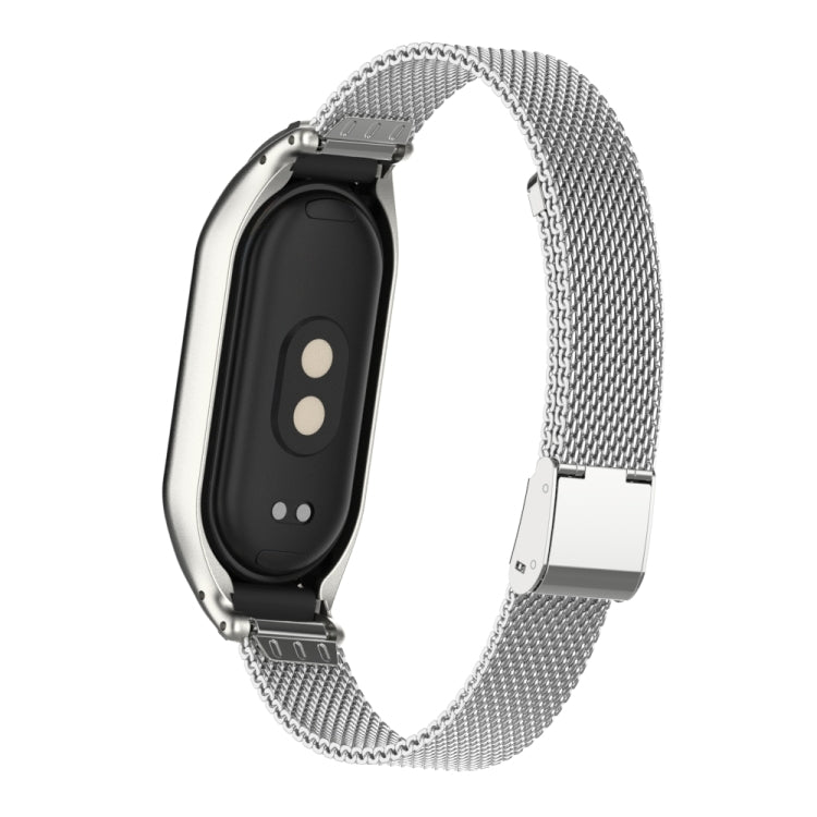 For Xiaomi Mi Band 8 Integrated Metal Case + Steel Mesh Buckle Watch Band(Silver) - Smart Wear by PMC TechLife | Online Shopping South Africa | PMC TechLife