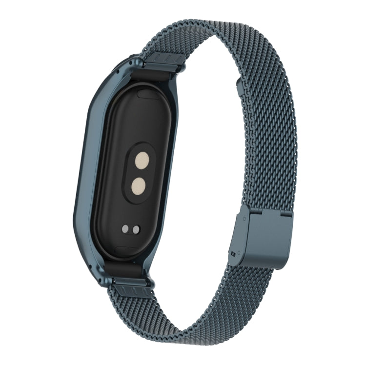 For Xiaomi Mi Band 8 Integrated Metal Case + Steel Mesh Buckle Watch Band(Titanium Gray) - Smart Wear by PMC TechLife | Online Shopping South Africa | PMC TechLife