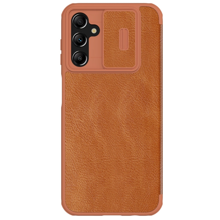 For Samsung Galaxy A14 4G NILLKIN QIN Series Pro Sliding Camera Cover Design Leather Phone Case(Brown) - Galaxy Phone Cases by NILLKIN | Online Shopping South Africa | PMC TechLife | Buy Now Pay Later Mobicred
