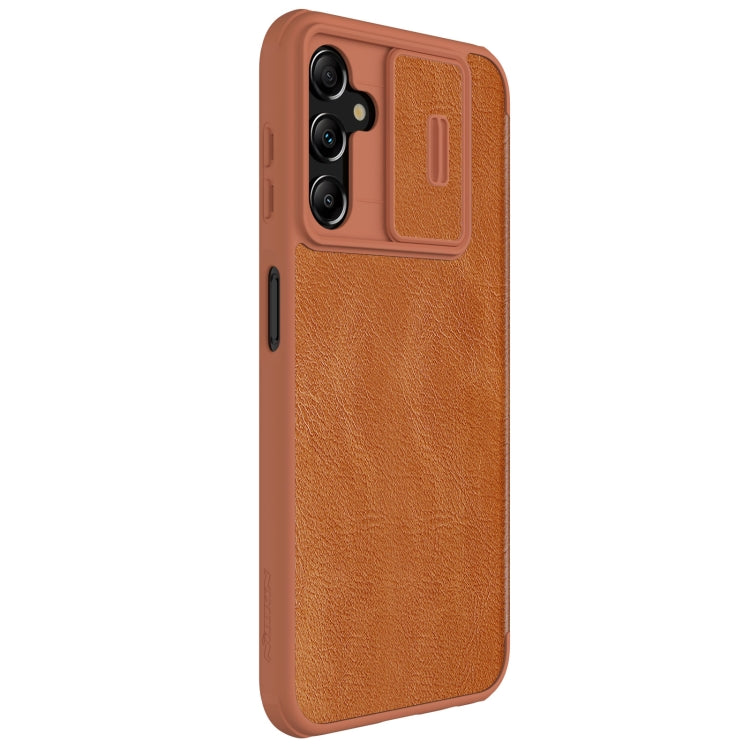 For Samsung Galaxy A14 4G NILLKIN QIN Series Pro Sliding Camera Cover Design Leather Phone Case(Brown) - Galaxy Phone Cases by NILLKIN | Online Shopping South Africa | PMC TechLife | Buy Now Pay Later Mobicred