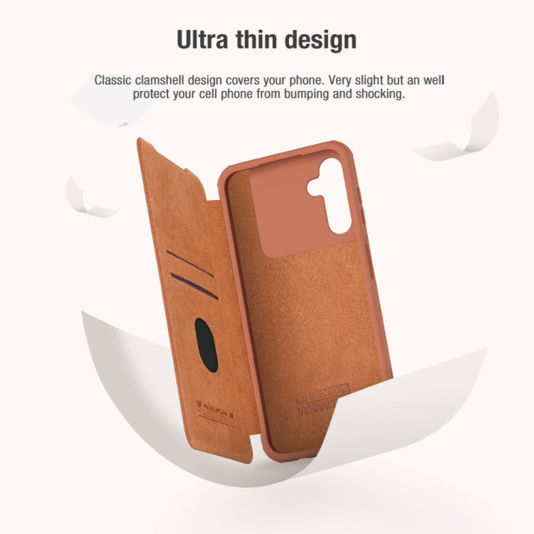 For Samsung Galaxy A14 4G NILLKIN QIN Series Pro Sliding Camera Cover Design Leather Phone Case(Brown) - Galaxy Phone Cases by NILLKIN | Online Shopping South Africa | PMC TechLife | Buy Now Pay Later Mobicred