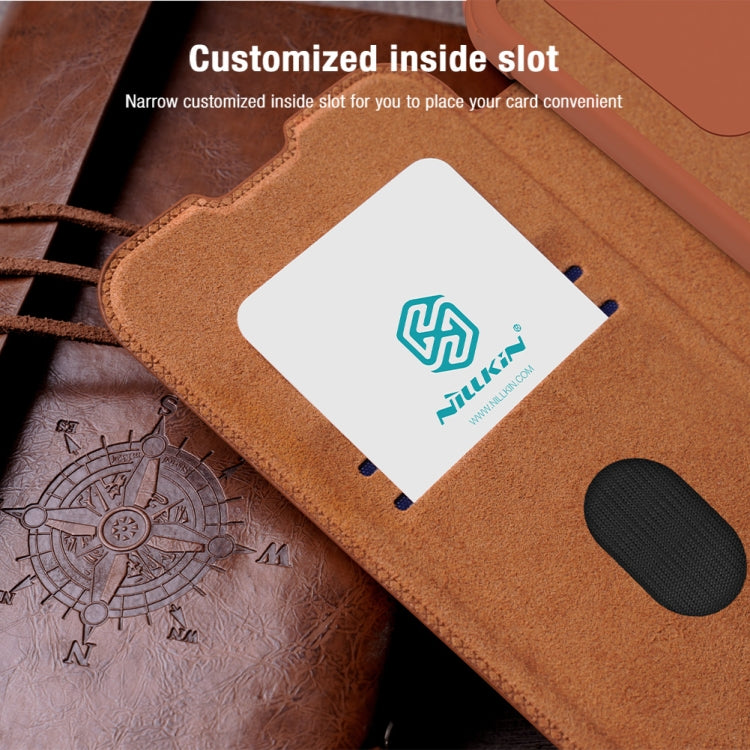 For Samsung Galaxy A14 4G NILLKIN QIN Series Pro Sliding Camera Cover Design Leather Phone Case(Brown) - Galaxy Phone Cases by NILLKIN | Online Shopping South Africa | PMC TechLife | Buy Now Pay Later Mobicred