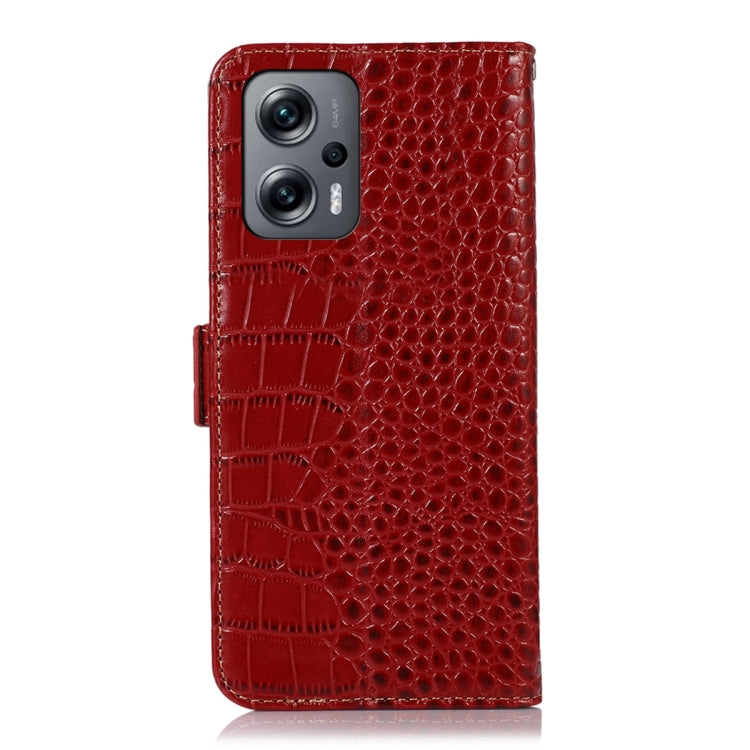 For Xiaomi Redmi Note 12 Turbo Crocodile Top Layer Cowhide Leather Phone Case(Red) - Xiaomi Cases by PMC TechLife | Online Shopping South Africa | PMC TechLife