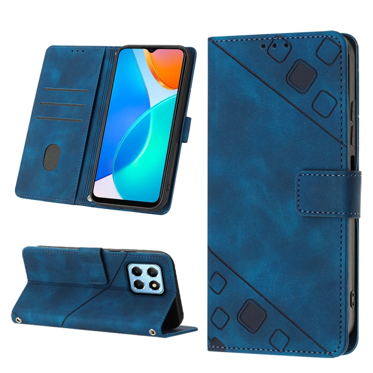 For Honor X6 / X8 5G Skin-feel Embossed Leather Phone Case(Blue) - free shipping - PMC TechLife - Order now!
