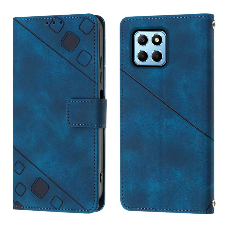 For Honor X6 / X8 5G Skin-feel Embossed Leather Phone Case(Blue) - free shipping - PMC TechLife - Order now!