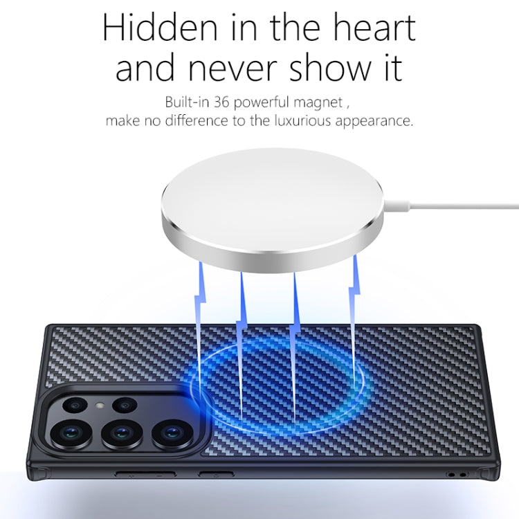 For Samsung Galaxy S23 Ultra 5G wlons Magsafe Carbon Fiber Kevlar TPU Phone Case(Black) - Galaxy S23 Ultra 5G Cases by wlons | Online Shopping South Africa | PMC TechLife | Buy Now Pay Later Mobicred