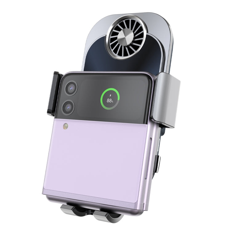 For Samsung Galaxy Z Flip4 / 3 C36 Fan Cooling Dual Coil Car Phone Holder Wireless Charger - Wireless Charger Holders by PMC TechLife | Online Shopping South Africa | PMC TechLife