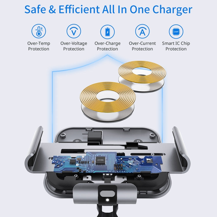 For Samsung Galaxy Z Fold4 / 3 / 2 S8 Dual Coil Car Phone Holder Wireless Charger(Iron Gray) - Wireless Charger Holders by PMC TechLife | Online Shopping South Africa | PMC TechLife