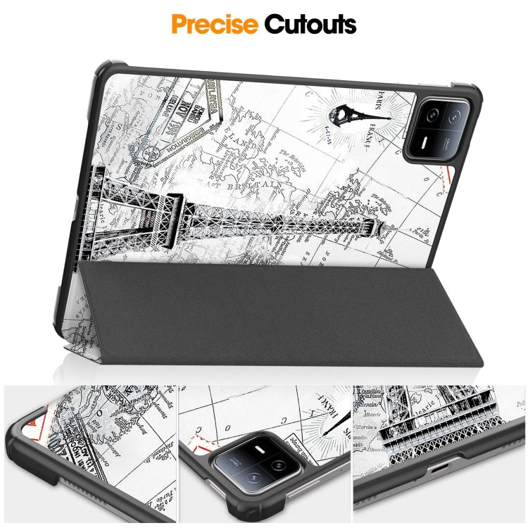 For Xiaomi Pad 6 / 6 Pro Custer Painted 3-Fold Stand Leather Smart Tablet Case(Retro Eiffel Tower) - free shipping - PMC TechLife - Order now!