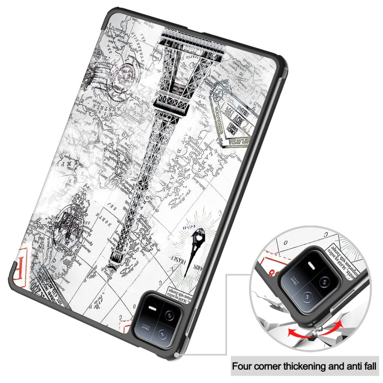 For Xiaomi Pad 6 / 6 Pro Custer Painted 3-Fold Stand Leather Smart Tablet Case(Retro Eiffel Tower) - free shipping - PMC TechLife - Order now!