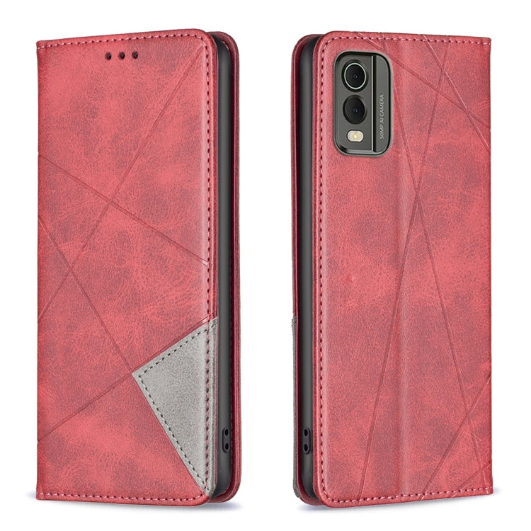 For Nokia C32 Rhombus Texture Magnetic Leather Phone Case(Red) - free shipping - PMC TechLife - Order now!