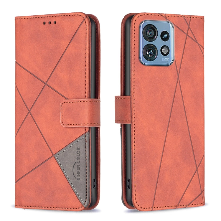 For Motorola Edge 40 Pro 5G / Moto X40 / X40 Pro Magnetic Buckle Rhombus Texture Leather Phone Case(Brown) - free shipping - PMC TechLife - Order now!