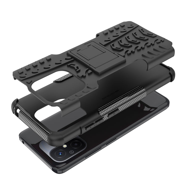 For Xiaomi Redmi 12C Tire Texture TPU + PC Phone Case with Holder(Black) - free shipping - PMC TechLife - Order now!