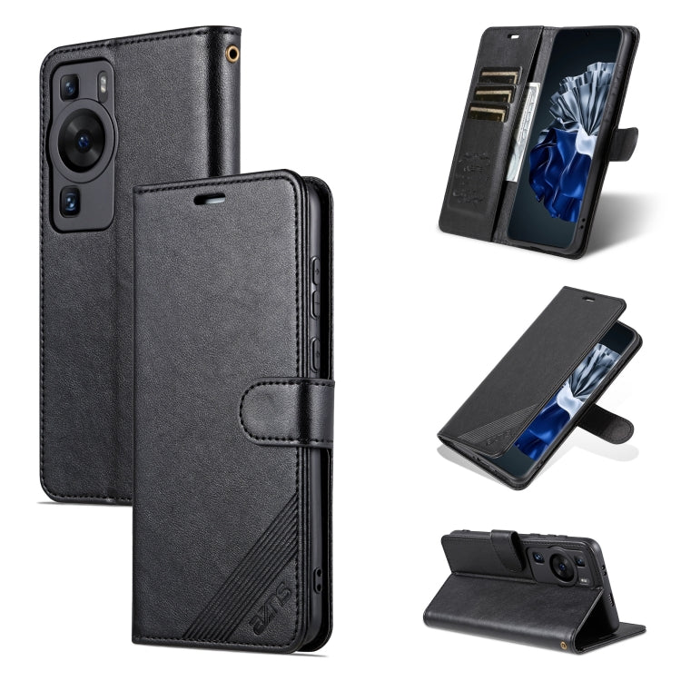 For Huawei P60 / P60 Pro AZNS Sheepskin Texture Flip Leather Phone Case(Black) - Huawei Cases by AZNS | Online Shopping South Africa | PMC TechLife | Buy Now Pay Later Mobicred