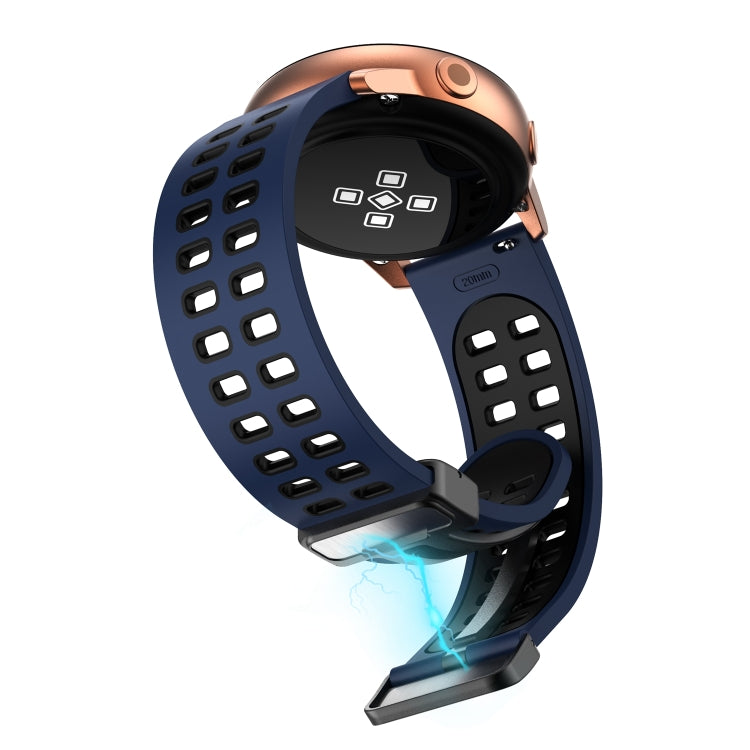22mm Double-row Hole Folding Silver Buckle Two-color Silicone Watch Band(Orange Black) - Smart Wear by PMC TechLife | Online Shopping South Africa | PMC TechLife