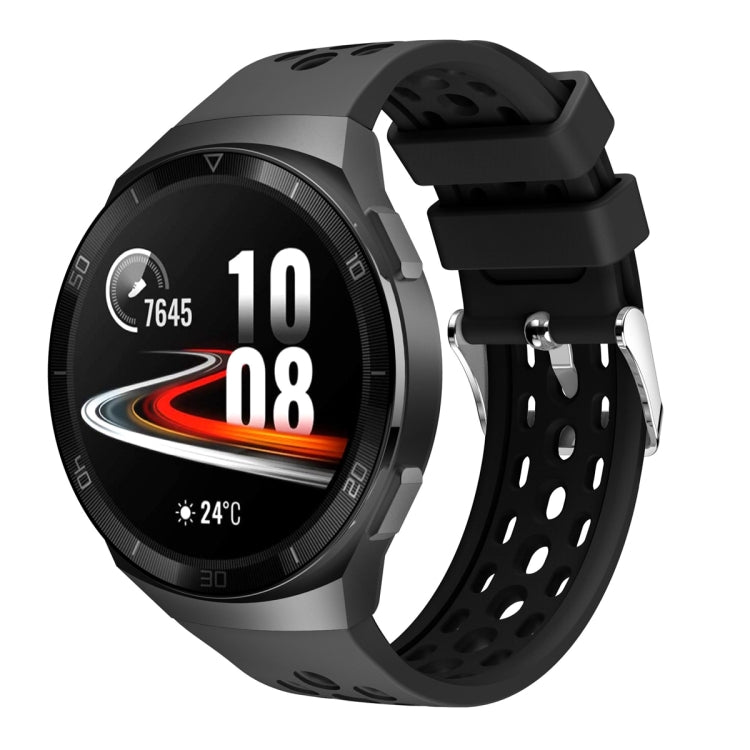 For Huawei Watch GT 2e Solid Color Round Hole Silicone Watch Band(Black) - Smart Wear by PMC TechLife | Online Shopping South Africa | PMC TechLife