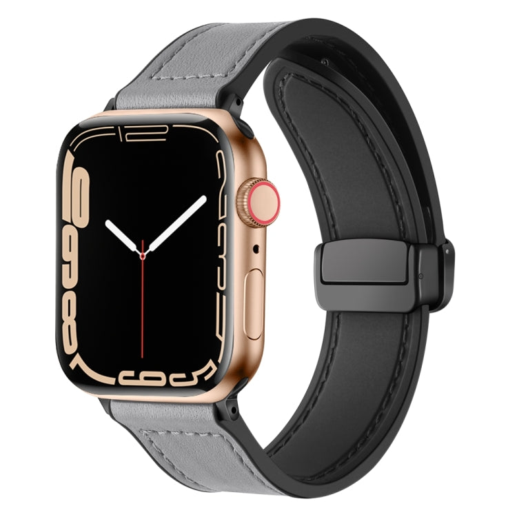 Magnetic Folding Silicone Leather Watch Band For Apple Watch Series 8&7 41mm / SE 2&6&SE&5&4 40mm / 3&2&1 38mm (Grey) - Watch Bands by PMC TechLife | Online Shopping South Africa | PMC TechLife