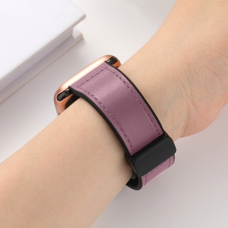 Magnetic Folding Silicone Leather Watch Band For Apple Watch Ultra 49mm / Series 8&7 45mm / SE 2&6&SE&5&4 44mm / 3&2&1 42mm (Rose Pink) - Watch Bands by PMC TechLife | Online Shopping South Africa | PMC TechLife