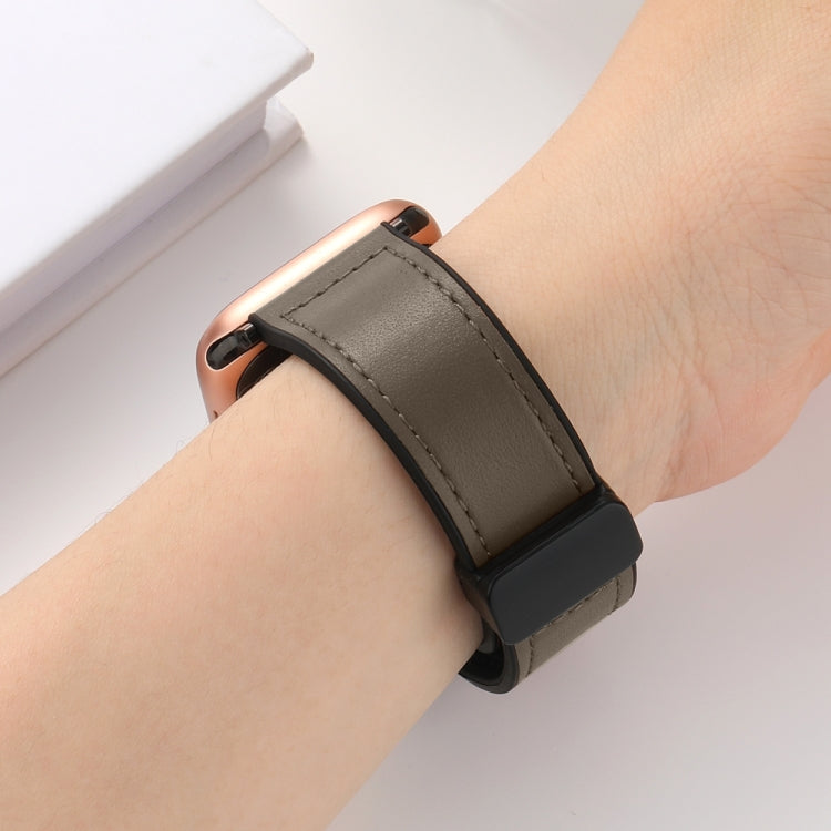 Magnetic Folding Silicone Leather Watch Band For Apple Watch Ultra 49mm / Series 8&7 45mm / SE 2&6&SE&5&4 44mm / 3&2&1 42mm (Taupe) - Watch Bands by PMC TechLife | Online Shopping South Africa | PMC TechLife