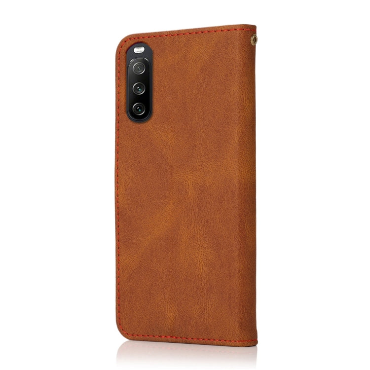 For Sony Xperia 10 V 2023 Dual-color Stitching Leather Phone Case(Brown Red) - free shipping - PMC TechLife - Order now!