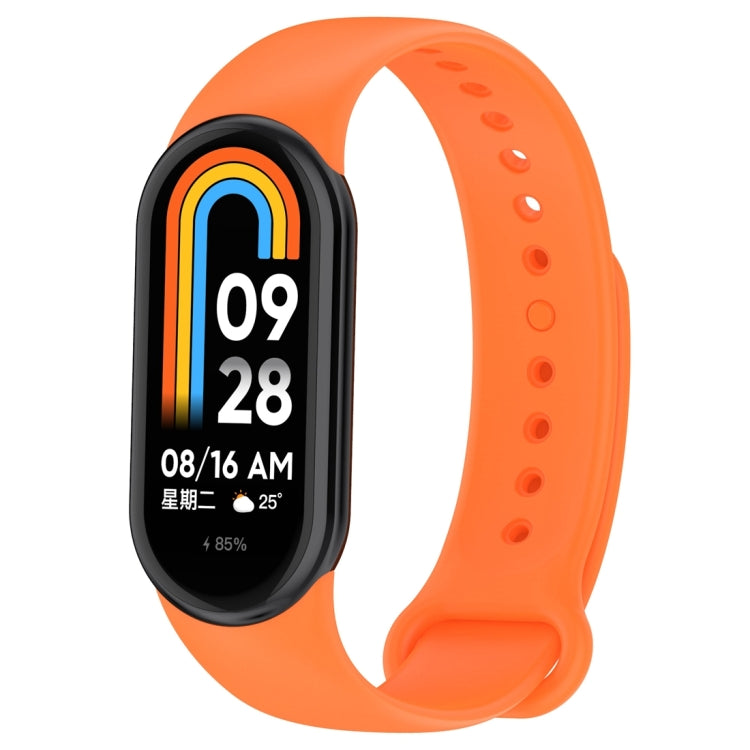 For Xiaomi Mi Band 8 Solid Color Silicone Plug Replacement Watch Band(Orange) - Smart Wear by PMC TechLife | Online Shopping South Africa | PMC TechLife