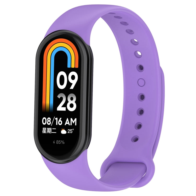 For Xiaomi Mi Band 8 Solid Color Silicone Plug Replacement Watch Band(Purple) - Smart Wear by PMC TechLife | Online Shopping South Africa | PMC TechLife