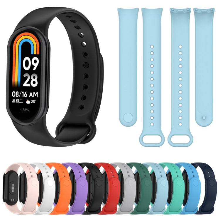For Xiaomi Mi Band 8 Solid Color Silicone Plug Replacement Watch Band(Black) - Smart Wear by PMC TechLife | Online Shopping South Africa | PMC TechLife