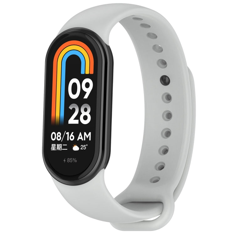 For Xiaomi Mi Band 8 Solid Color Stainless Steel Plug Replacement Watch Band (Light Grey) - Watch Bands by PMC TechLife | Online Shopping South Africa | PMC TechLife