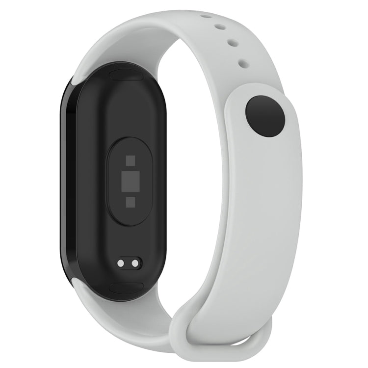 For Xiaomi Mi Band 8 Solid Color Stainless Steel Plug Replacement Watch Band (Light Grey) - Watch Bands by PMC TechLife | Online Shopping South Africa | PMC TechLife