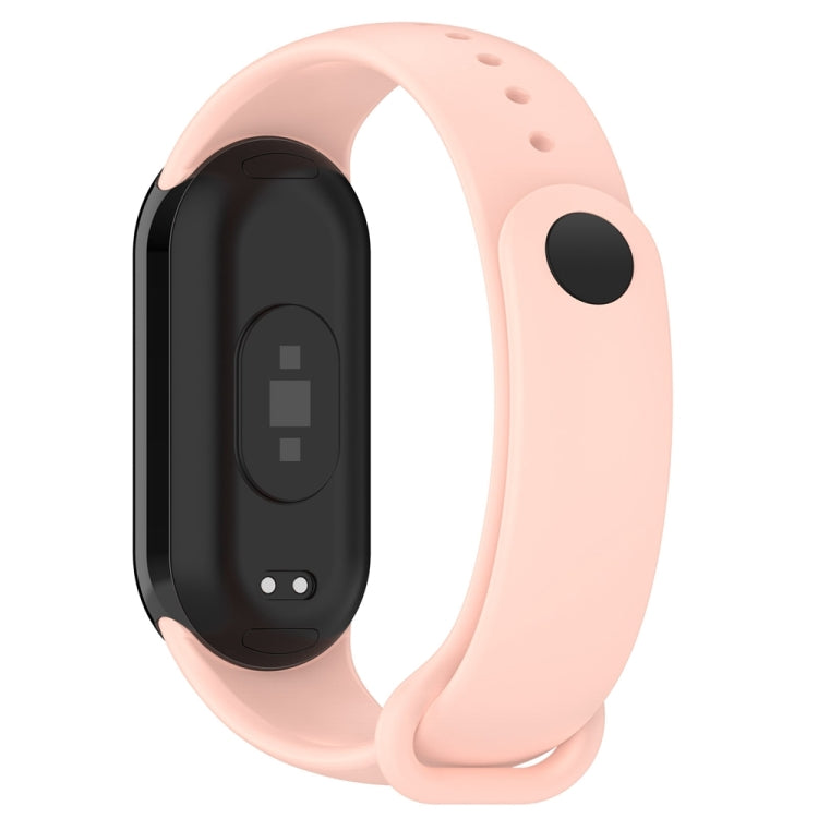 For Xiaomi Mi Band 8 Solid Color Stainless Steel Plug Replacement Watch Band (Light Pink) - Watch Bands by PMC TechLife | Online Shopping South Africa | PMC TechLife