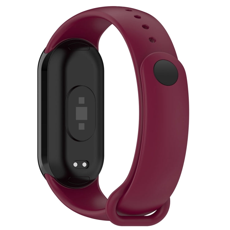 For Xiaomi Mi Band 8 Solid Color Stainless Steel Plug Replacement Watch Band (Wine Red) - Watch Bands by PMC TechLife | Online Shopping South Africa | PMC TechLife
